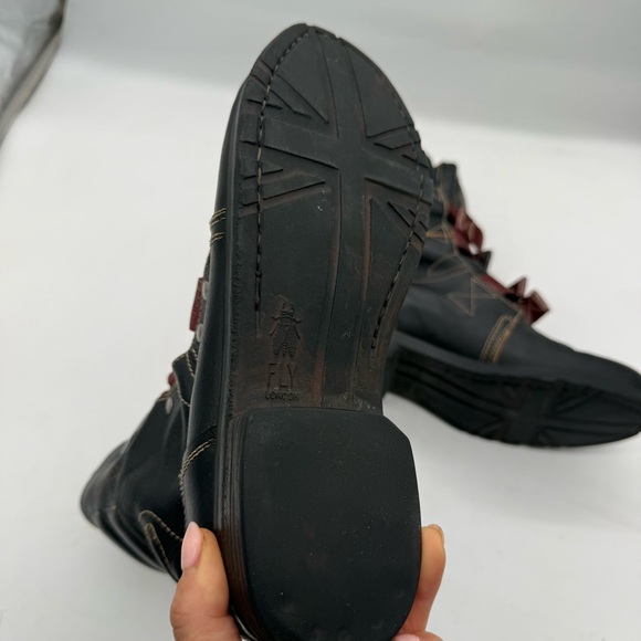 Fly London Stif Military Combat Boots Size 41 Black leather Padded Rustic Goth - Picture 10 of 14